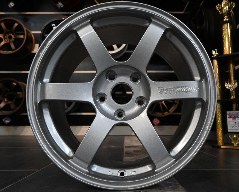 Silver Rays Volk TE37Saga S Plus forged monoblock wheel with five-spoke design and Silver Beast engraving for GR86
