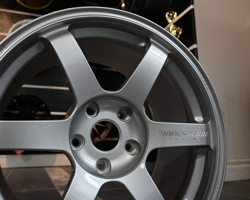Rays Volk TE37Saga S Plus forged monoblock wheel with silver five-spoke design and Magna Racing text