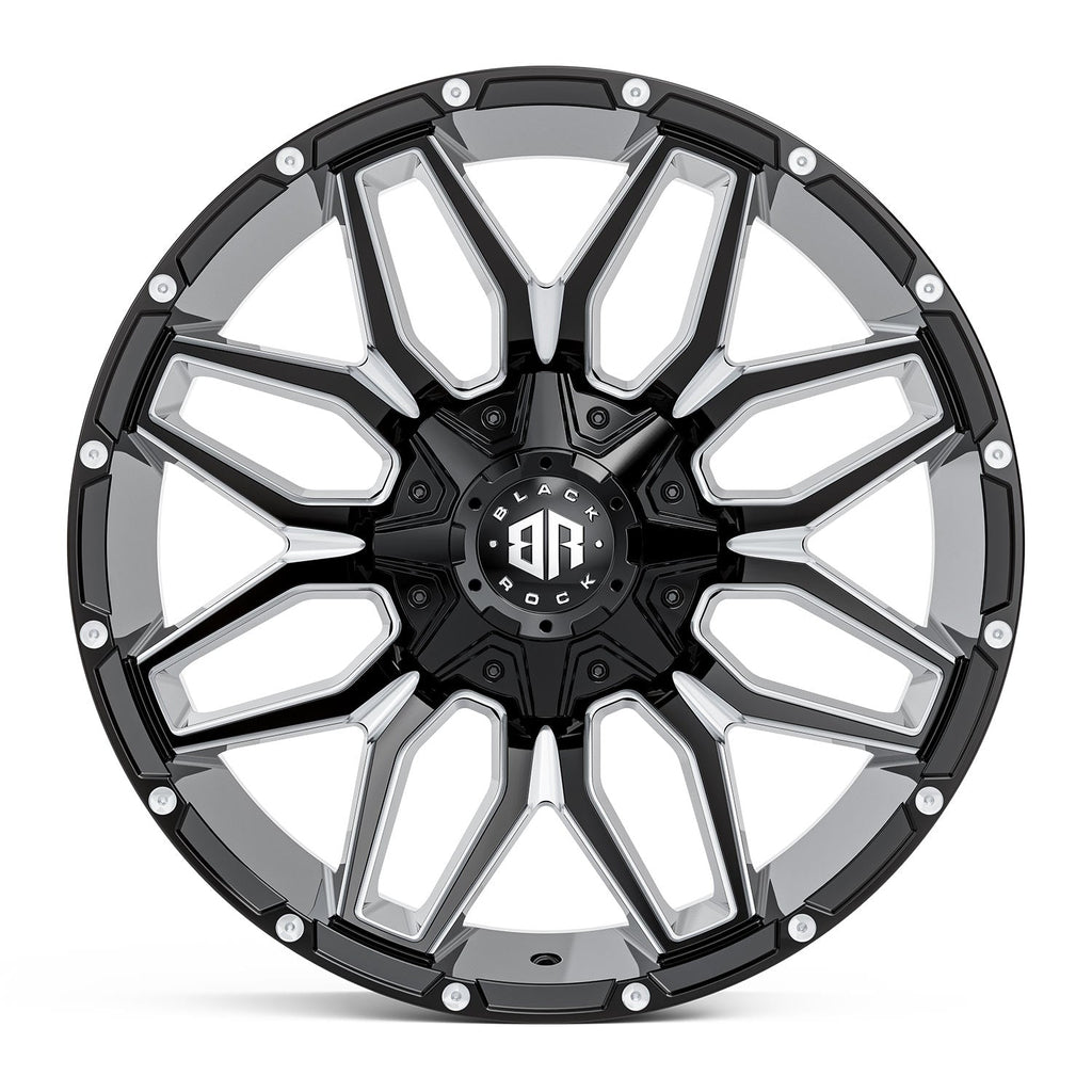20-inch Black Rock Invader gloss black milled alloy wheel