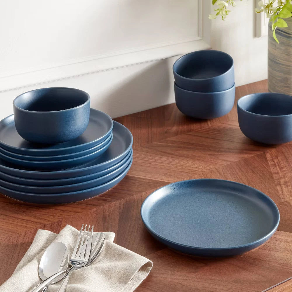12pc Stoneware Tilley Dinnerware Set Blue - Threshold