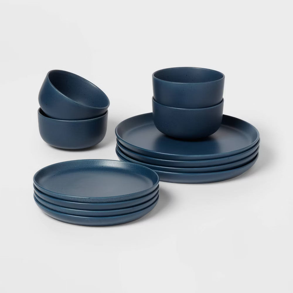 12pc Stoneware Tilley Dinnerware Set Blue - Threshold